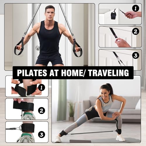 Pilates Bar Kit with Resistance Bands,Pilates Bar with Stackable Bands Workout Equipment for Legs,Hip,Waist and Arm,Exercise Fitness Equipment for Women & Men Home Gym Yoga Pilates - color: Dark Black