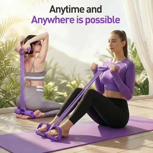Pedal Resistance Bands with Handles, Elastic Pull Rope Fitness, Multifunction Yoga Resistance Band, Foot Pedal Resistance Bands, Stretching Workout Fitness Bands for Abdomen, Waist, Arm, Leg - color: Pink