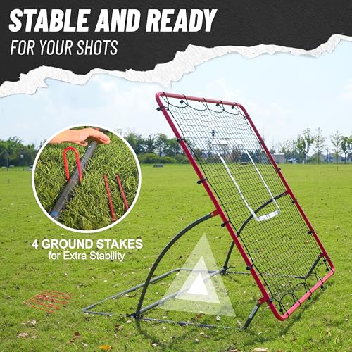 Heavy Duty Baseball Rebounder Net Pitchback, Baseball and Softball Bounce Back Net for Ground, Line Drive, Fly Ball Return Settings Fielding Trainer
