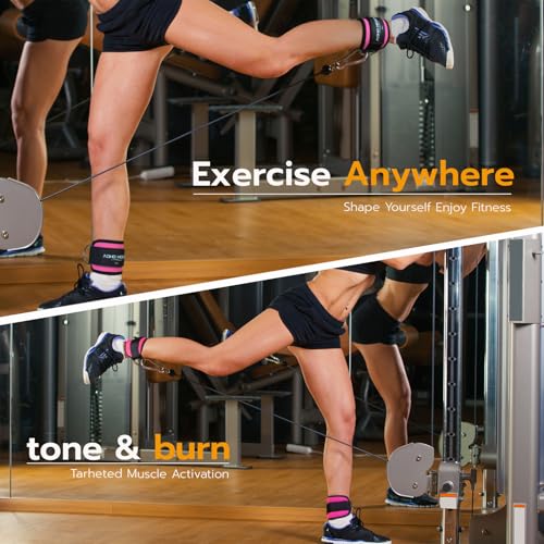 Comfortable Adjustable Ankle Straps for Cable Machines Women, Gym Workout Leg Strap, Ankle Cuffs for Glute Workouts, Foot Straps for Kickback, One Size Fit All