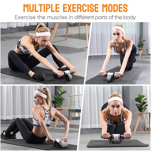Portable Ab Roller Wheel with Knee Pad & Storage Bag, Foldable Design Quiet Wheels with Smooth Bearings, At Home Gym Travel for Strength Training
