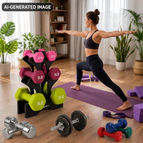 Dumbbell Rack Stand - 3 Tier Compact Weight Storage Organizer for Small Hand Weights, Neoprene & Vinyl Dumbbells - Portable Heavy Duty PP Plastic Weight Holder for Home Gym, Office, Exercise,9x8.8x3.3in (Dumbbells Not Included)