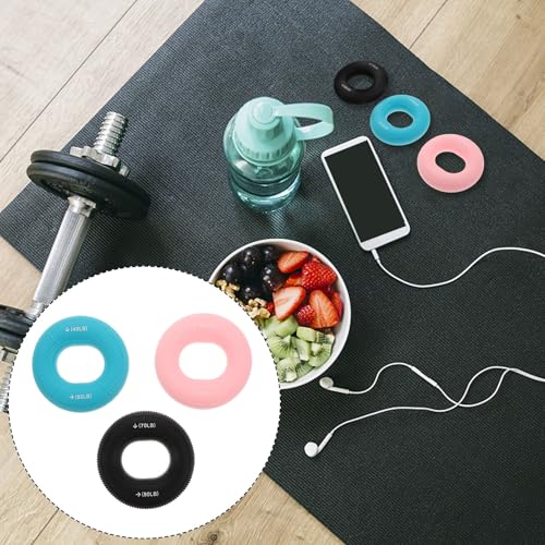3pcs Silicone Finger Strength Trainer Set, Hand Grip Strengthener Rings with Dual Resistance (20-30lbs Pink, 40-50lbs Blue, 70-80lbs Black) for Finger, Forearm, and Wrist Workout