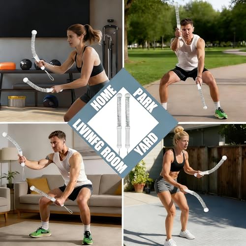 2PCS Weighted Ropeless Battle Ropes for Home Gym, Heavy Duty Arm Exerciser for Strength Training, Portable Battle Rope for Advanced Workouts and Core Muscle Building (Grey 3)