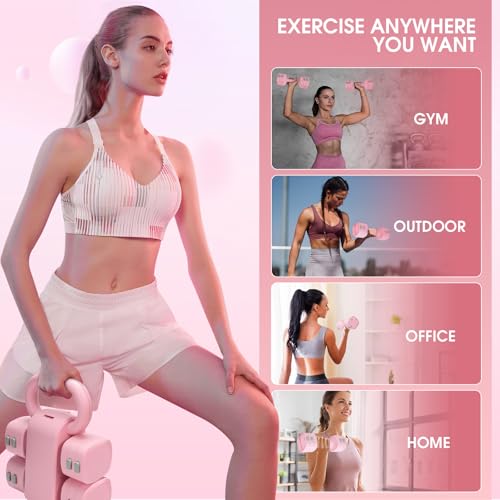 Adjustable 2-in-1 Convertible Kettlebell & Dumbbells - color: Pink