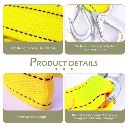 Car Tow Strap with Hooks, 20Ft Nylon Emergency Recovery Towing Strap, 30000 lbs Heavy Duty Reflective Tow Rope with Forged D-Ring Hooks, Cars Trucks Boat Emergency Accessories (Yellow)