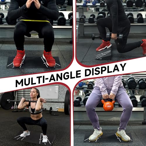 Squat Wedge 15°-40° Slant Board with 5 Resistance Bands - Extra-Wide, Non-Slip Board for Deep Squats & Calf Stretching - 1000lb Capacity