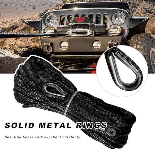 1/4 in x 50 ft Synthetic Winch Rope, 7700 LBS Breaking Strength Winch Line with Protective Sleeve, Heavy Duty Recovery Tow Rope for ATV UTV SUV Truck 4WD Off Road Vehicle - color: 1/4 in x 50 ft