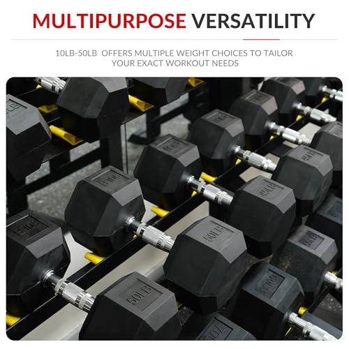 Hex Dumbbells Rubber Coated Hand Weights for Exercises and Fitness, Pairs Set, Multiple Sizes