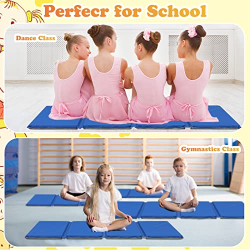 6 Pack Folding Rest Mat Toddler Nap Mat Upgraded Folding Exercise 1 Inch Thick 4 Section Classroom Sleeping for Preschool Daycare Kindergarten Yoga School Travel Home Supplies - color: Blue, Grey