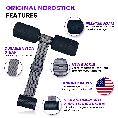 Nordic Hamstring Curl Strap - Original Nord Stick Exercise Set for Home and Travel - 5 Second Set Up