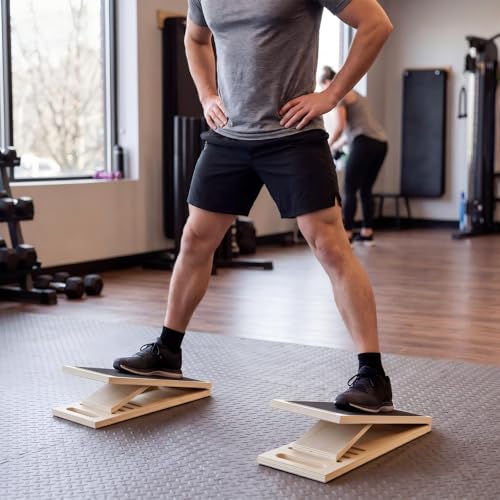 2 Pcs Slant Board for Calf Stretching Adjustable Portable Wooden Incline Board 300 Lbs Capacity Non Slip Calf Stretch Wedge for Leg Knees Heel Ankle Home Gym Yoga