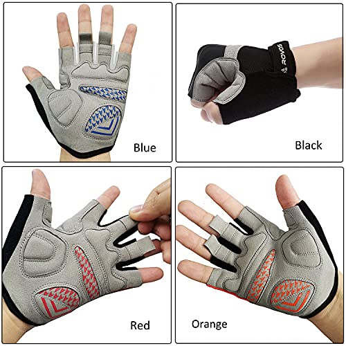 Men & Women Cycling Gloves - 5mm Padded Half Finger Breathable Mountain & Road Biking Gloves - color: Black, size: Small