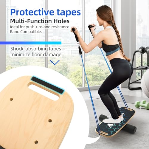 Balance Board for Adult with Adjustable Stoppers: 3 Modes Wobble Board with Roller Exercise Balancing Stability Trainer for Improve Balance Non Slip Surface - size: with stand
