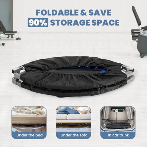 Trampoline, Portable Foldable Trampoline in-Home Mini Rebounder, Exercise Trampoline for Adults, 40" Max Load 330lbs (40" Black Adjustable Foam Handle)