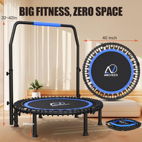 ANCHEER 40" Bungee Rebounder Trampoline with Adjustable Handle, 400LBS - color: Blue