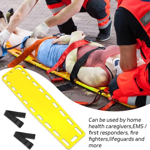 72.83 x 17.72 x 2.5 Inch Spine Board Stretcher with Backboard Straps, Backboard Immobilization Portable Spine Stretcher Plastics Lightweight Base Board (Yellow) - color: Yellow