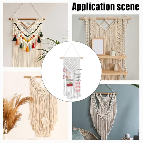 AHANDMAKER 3Pcs Macrame Hair Bow Holder Boho Wall Hair Clips Hanger Headband Storage Organizer Hanging Hairs Bow Organizer Tassels Bows Organizer Wall Hanging Decoration for Bedroom Living Room