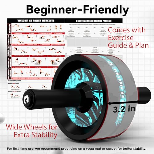VINSGUIR Ab Roller Wheel, Abs & Core Workout Equipment for Home Gym with Knee Pad Accessories, Abdominal Wheel for Full-body Strength Training
