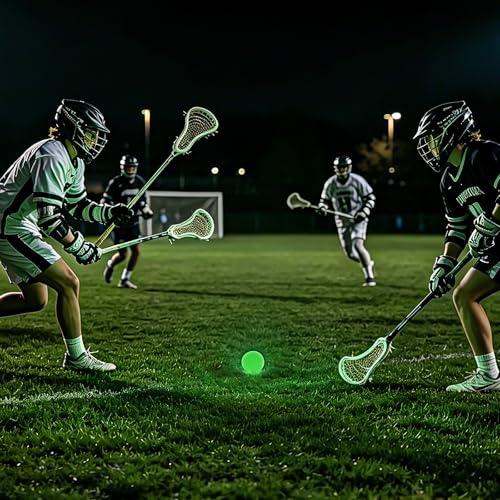 Glow in The Dark Lacrosse Ball Clear to Green Official Size Elastic Rubber Lacrosse Balls for Practice Training Massage Muscle Relaxation Indoor Outdoor Sports Gifts (12)