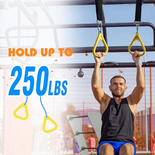 LadyRosian Trapeze Bar Swing Monkey Bars Hanging Ninja Rings Warrior Slackline Obstacle Course Kits for Kid Playground Equipment Accessories (Yellow)