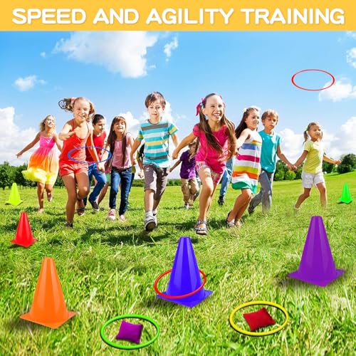 28 PCS Ring Toss Rings,Multicolor Plastic Rings,7 Colors - size: 5 inch