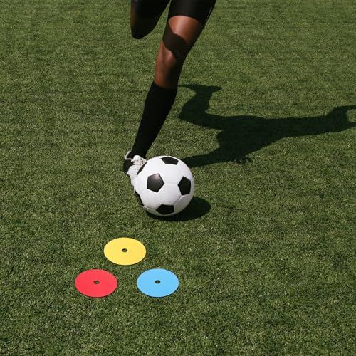 ibasenice 12pcs Soccer Training Flat Discs Agility Marker Cones 15cm Diameter PVC Ground Spot Markers for Football Drills Field Marking Outdoor Sports