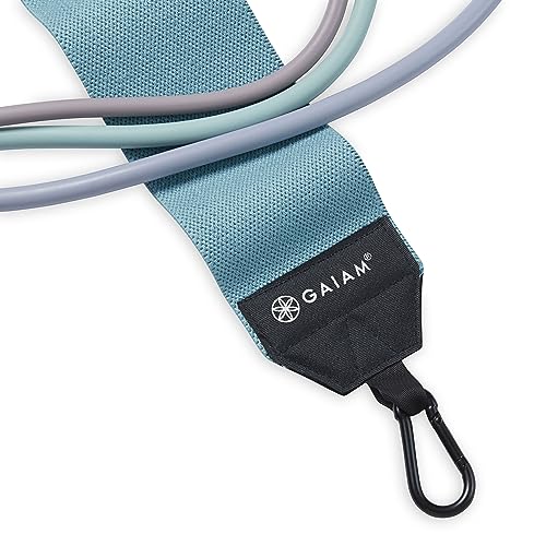 Gaiam Squat Band & Hip Trainer Set - Fabric Resistance Band with 3 Adjustable Resistance Tubes, Home Gym Equipment to Exercise Thigh, Leg, Hip, Glute, Booty & Core - Home Gym & Travel Workout Bands