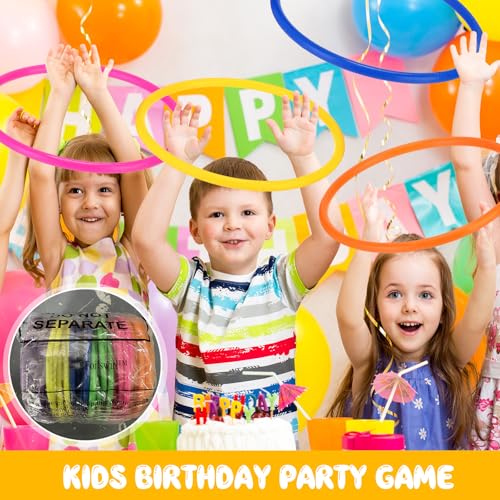 48 Pcs Multicolor Plastic Rings for Ring Toss Game Carnival Outdoor Game for Kids Activity Games Speed Agility Practice Carnival Party