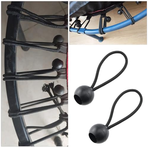4 Pack Rebounder Trampoline Bungee Cords Replacement 6 Inch Bungee Balls Black Ball Bungee Elastic Straps for 40"/48" Mini Rebounder Trampoline Mini Trampoline Foldable Fitness Trampoline