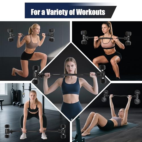 Dumbbell to Barbell Converter Bar, EZ Curl Barbell Adapter with 200LB Capacity, Adjustable Weight Bar for Home Fitness, Fits Standard 1-1.5 Inch Dumbbell Handles for Weight Lifting