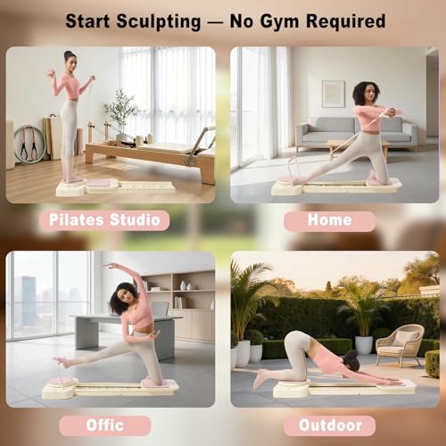 Pilates Reformer Board, Foldable Reformer for Full Body Exercise, Portable Pilates Equipment for Home Gym – Improve Posture & Flexibility