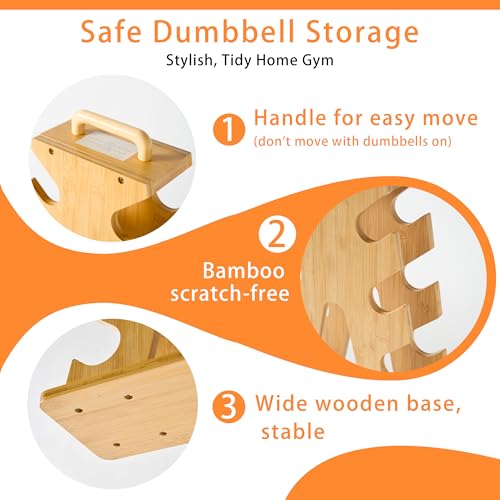 Wooden Dumbbell Rack Stand Gift for Fitness Lovers, Compact A-Frame Weight Holder for 8-15lb Dumbbells, Stylish Space-Saving Organizer for Home Gym (Dumbbell Rack Stand Only)
