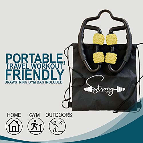 Muscle Roller for Muscles Deep Tissue/w Drawstring Gym Bag | Cellulite Remover Myofascial Massage Tool - Tennis Elbow Massager, Calf, Leg n Forearm Roller I High Density Foam Roller - color: Yellow