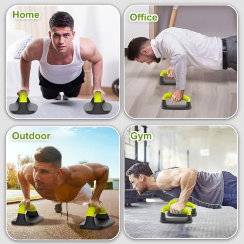 Push Up Bars, Ergonomic Pushup Handles for Home Gym Training - color: A: Neon Green