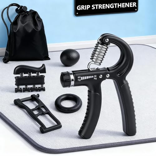 Hand Grip Strength Trainer Kit, 5 Pack Forearm Gripper Strengthener Adjustable Resistance, Hand Strengthening Devices