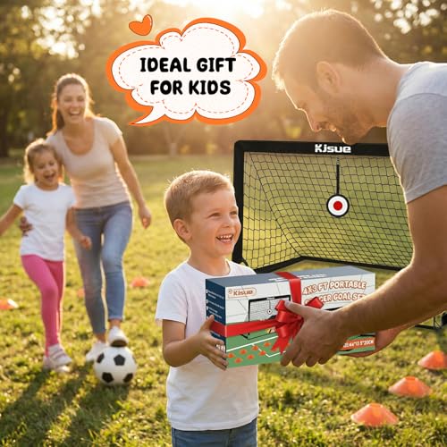 Soccer Goal, Kids Soccer Goals for Backyard Set of 2, 4 x 3ft Soccer Net Training Equipment, Pop Up Toddler Soccer Goal for Outdoor Indoor Sports Games