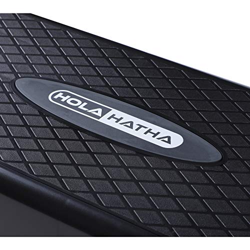 HolaHatha Compact Portable Aerobic Step Platform Exercise Fitness Equipment, Cardio Stepper with Adjustable Height for Home Gym - color: Black/Grey