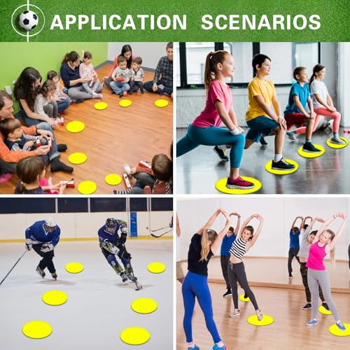 Poly Spot Markers 4inch/9 inch Non-Slip Rubber Agility Markers Flat Field Cones Floor Dots for Football, Soccer, Basketball Training Markers, School Activities, Exercise Drills, Social Distancing - style: 9inch 30Pcs(Yellow)