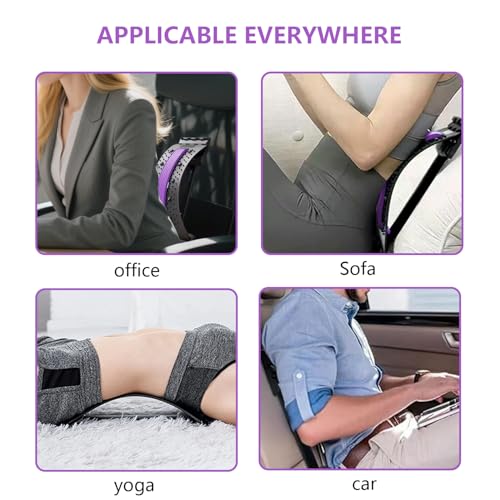 Back Stretcher - 4-Level Adjustable Lumbar Support Board & Back Cracker for Lower Back Pain Relief, Home Office Use (Purple) - color: Purple