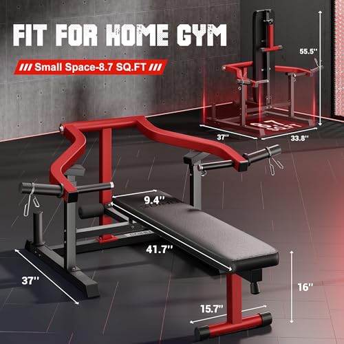 Chest Press Machine, GOIMU Z1-PRO Weight Bench Press Machine with Independent Arms, Adjustable Flat Incline Bench Press for Chest, AB Workout Home Gym Equipment - color: Red