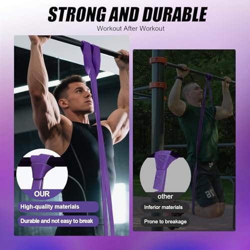 WHATAFIT Resistance Bands, 5 Level Pull Up Assistance Bands for Working Out - color: 5-125LBS PINK PURPLE+GRIP