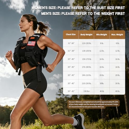 Weighted Vest for Men Women, 8lb/12lb/16lb/20lb/30lb/40lb Fixed Weight, Plus Size Fitness Vest with Phone Pocket & Reflective Strips for Walking Running Rucking Strength Training