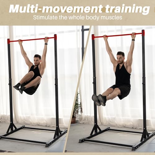 Pull Up Station, Bongkim Power Tower Portable Pullup Bar Station, Pull Up Bar for Home Gym, Pull Up Tower Station 330LBS - color: Red