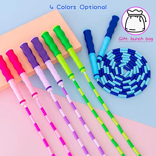 Jump Rope for Kids Girls and Boys, Soft Beaded Jump Ropes, Adjustable Skipping Rope, Tangle-Free Segmented Rope for Kid and Women Men Adults Exercise, Keeping Fit, Training - 9.2Ft - color: Blue&Green