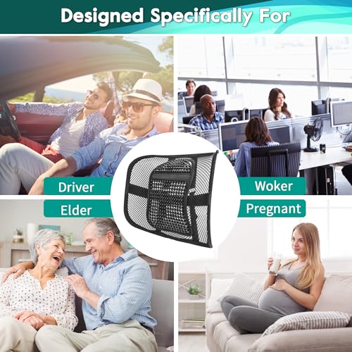 Mesh Back Lumbar Support, Back Support Seat Cushion with Breathable Mesh for Office Chairs Car 12ā x 16ā - color: Black