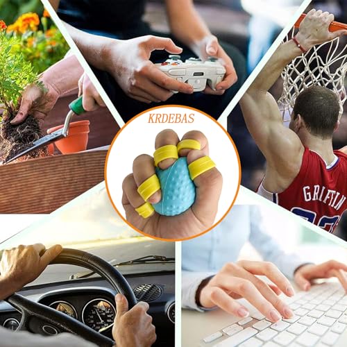 Hand Exercise Ball Squeeze Balls for Hand Therapy Finger Extension Exerciser Finger and Wrist Strengthener, Hand Grip Strengthener for Elderly, Weak Hand, Arthritis, Stroke, Carpal Tunnel(Blue -10LB)