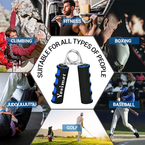 Hand Grip Strengthener Set, Forearm Exerciser, Finger Exercise Gripper, Grip Strength Trainer, hand Trainer-Soft Foam Hand Exerciser for Quickly Increasing Forearm and Hand Grips,2 Pack - color: Blue