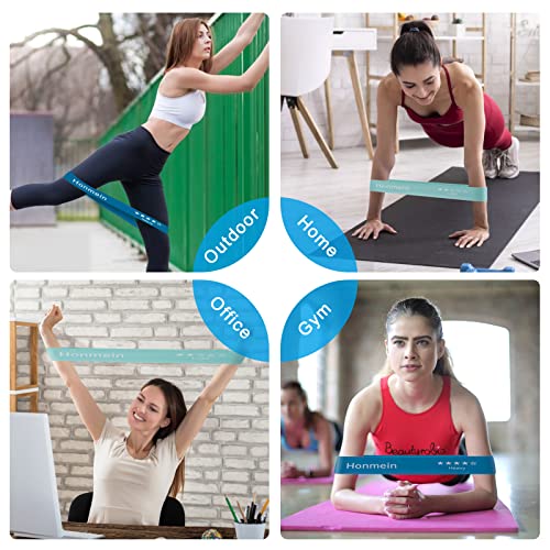 Honmein Resistance Bands for Working Out, Exercise Bands with 5 Resistance Levels Fit for Home Fitness, Strength Training, Natural Latex Resistance Band Include Instruction Guide and Carry Bag - color: Blue