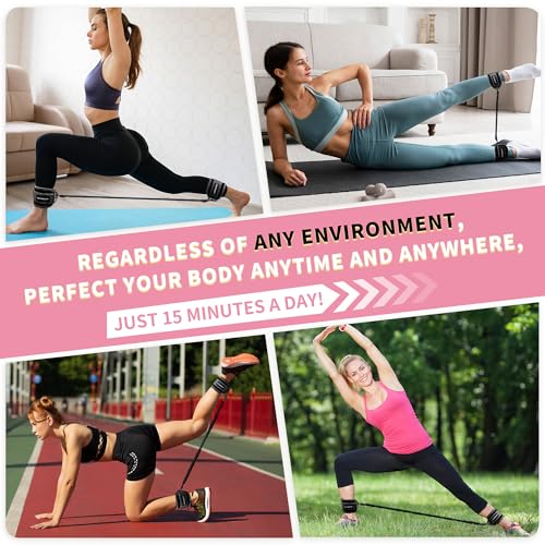 Ankle Resistance Bands with Cuffs, Natural Latex Tubes, 3 Levels for Leg and Glute Workouts, Padded Ankle Straps for Kickbacks, Hip Training and Home Gym Exercise for Women